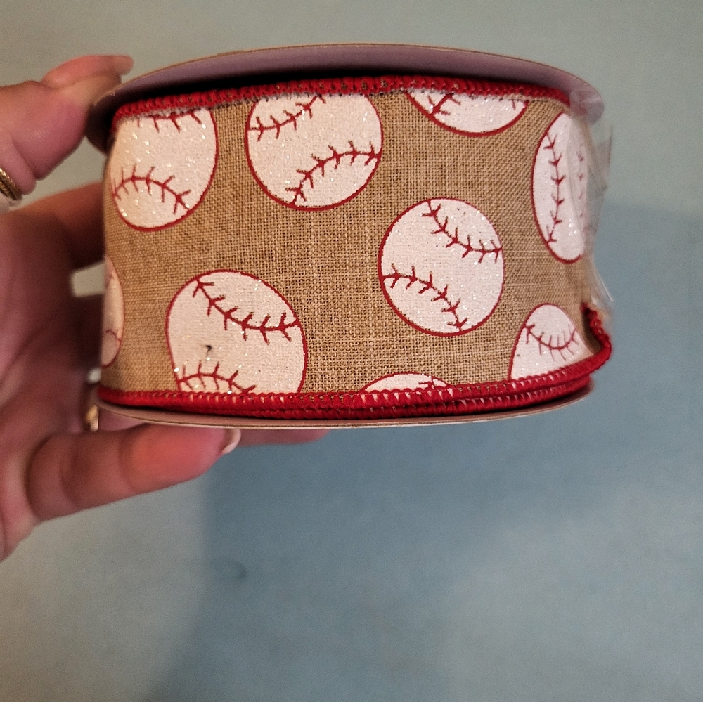 Expressions Baseball Wired Ribbon 10yrds 2.5 in